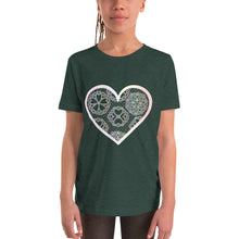Load image into Gallery viewer, Pastel Crochet Lace Heart Youth Short Sleeve T-Shirt