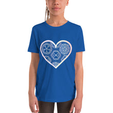 Load image into Gallery viewer, Pastel Crochet Lace Heart Youth Short Sleeve T-Shirt