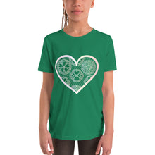 Load image into Gallery viewer, Pastel Crochet Lace Heart Youth Short Sleeve T-Shirt