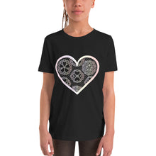 Load image into Gallery viewer, Pastel Crochet Lace Heart Youth Short Sleeve T-Shirt