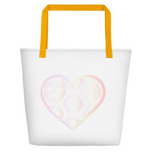 Load image into Gallery viewer, Pastel Crochet Lace Heart Beach Bag