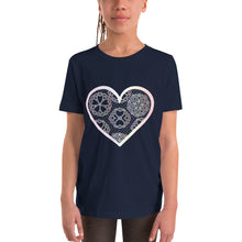 Load image into Gallery viewer, Pastel Crochet Lace Heart Youth Short Sleeve T-Shirt