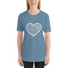 Load image into Gallery viewer, Pastel Crochet Lace Heart Short-Sleeve T-Shirt