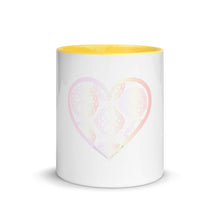 Load image into Gallery viewer, Pastel Crochet Lace Heart Mug with Color Inside