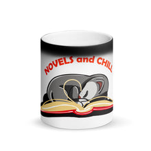 Load image into Gallery viewer, Novels and Chill Matte Black Magic Mug