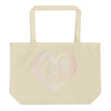 Load image into Gallery viewer, Pastel Crochet Lace Heart Large organic tote bag