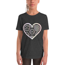 Load image into Gallery viewer, Pastel Crochet Lace Heart Youth Short Sleeve T-Shirt