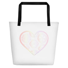 Load image into Gallery viewer, Pastel Crochet Lace Heart Beach Bag