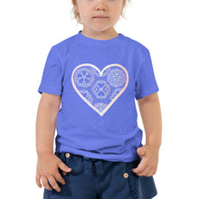Load image into Gallery viewer, Pastel Crochet Lace Heart Toddler Short Sleeve Tee