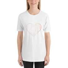Load image into Gallery viewer, Pastel Crochet Lace Heart Short-Sleeve T-Shirt