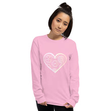 Load image into Gallery viewer, Pastel Crochet Lace Heart Men’s Long Sleeve Shirt