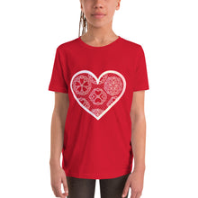 Load image into Gallery viewer, Pastel Crochet Lace Heart Youth Short Sleeve T-Shirt