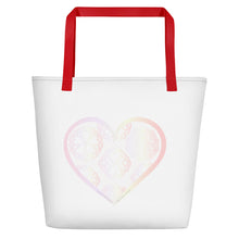 Load image into Gallery viewer, Pastel Crochet Lace Heart Beach Bag