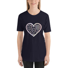 Load image into Gallery viewer, Pastel Crochet Lace Heart Short-Sleeve T-Shirt