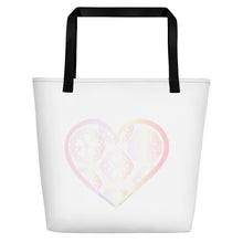 Load image into Gallery viewer, Pastel Crochet Lace Heart Beach Bag