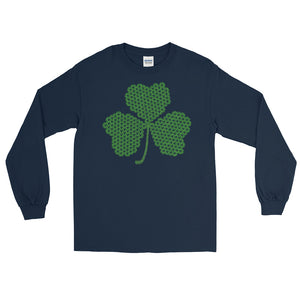 Crochet Lace Celtic Knots Shamrock Men’s Long Sleeve Shirt