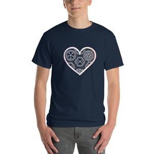 Pastel Crochet Lace Heart Short Sleeve T-Shirt