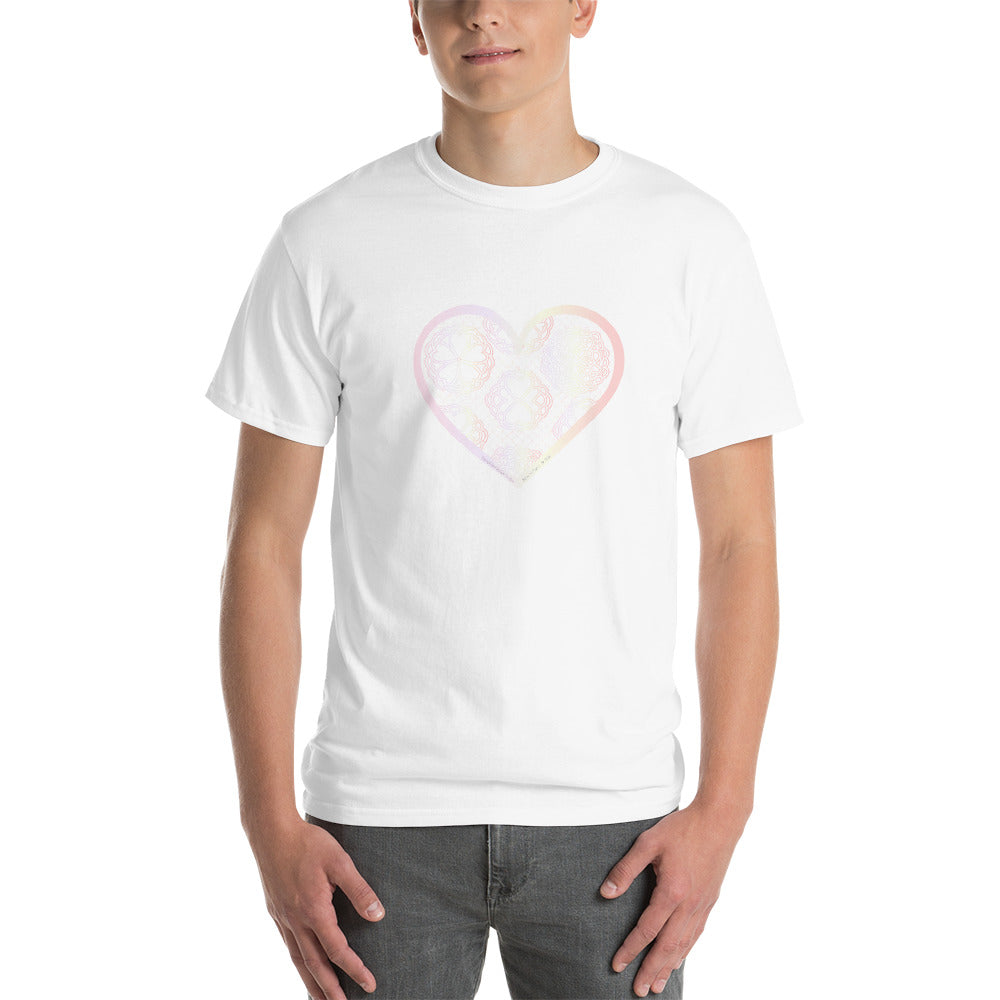 Pastel Crochet Lace Heart Short Sleeve T-Shirt