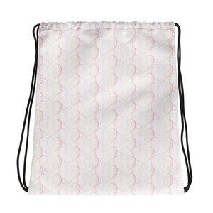 Pastel Crochet Lace Heart Drawstring bag
