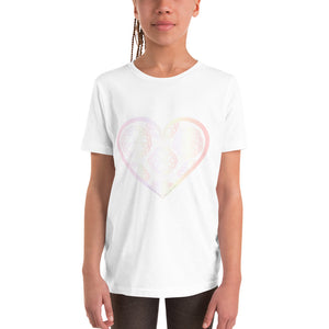 Pastel Crochet Lace Heart Youth Short Sleeve T-Shirt