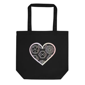 Pastel Crochet Lace Heart Eco Tote Bag