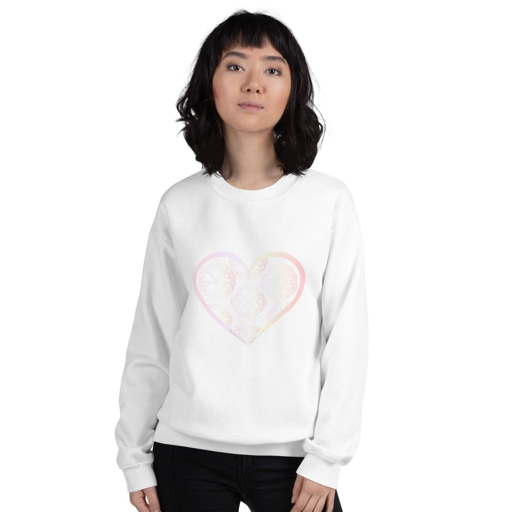 Pastel Crochet Lace Heart Unisex Sweatshirt