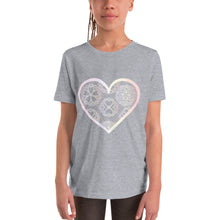 Load image into Gallery viewer, Pastel Crochet Lace Heart Youth Short Sleeve T-Shirt
