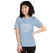 Load image into Gallery viewer, Pastel Crochet Lace Heart Short-Sleeve T-Shirt
