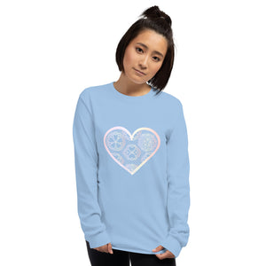 Pastel Crochet Lace Heart Men’s Long Sleeve Shirt