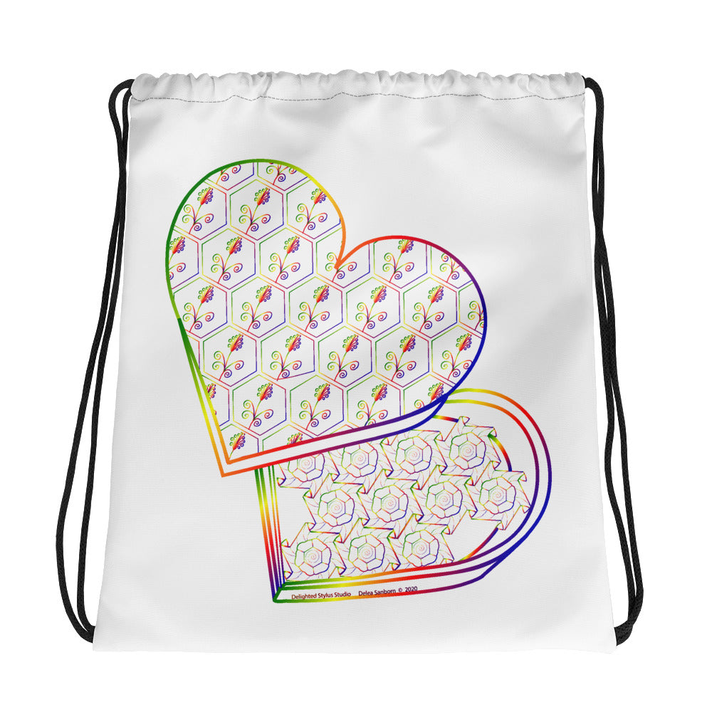 Sweetheart Box Multicolor Drawstring bag