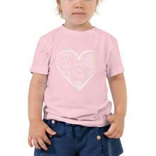 Load image into Gallery viewer, Pastel Crochet Lace Heart Toddler Short Sleeve Tee
