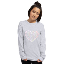 Load image into Gallery viewer, Pastel Crochet Lace Heart Men’s Long Sleeve Shirt
